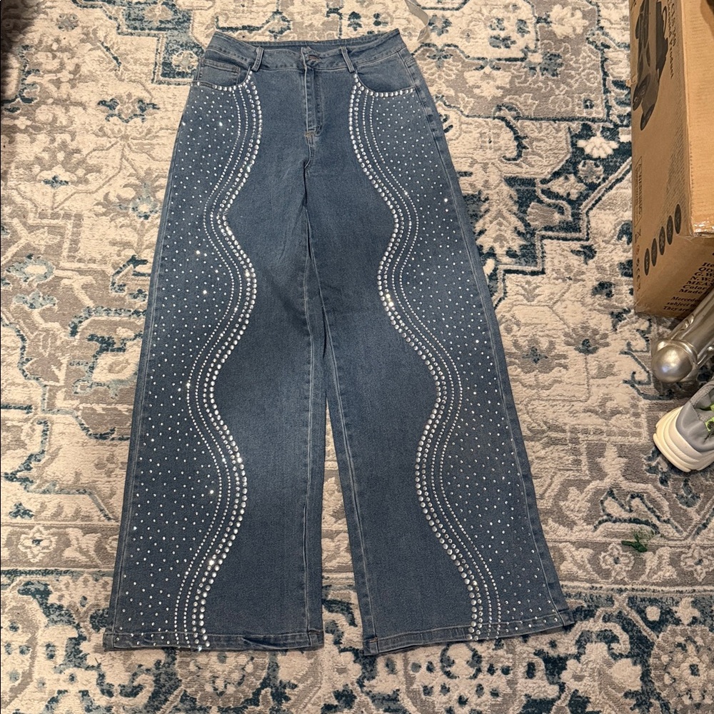 Wide-Leg Blue Jeans